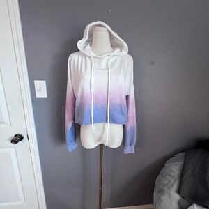 Pink and Purple Ombre Cropped Hoodie Women's Size Large